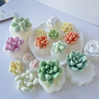 3D силиконовая форма для свечей, имитирующая формы ароматических свечей из кактуса, суккулентное растение, цветочное мыло, форма для изготовления ароматерапевтических свечей, ремесло