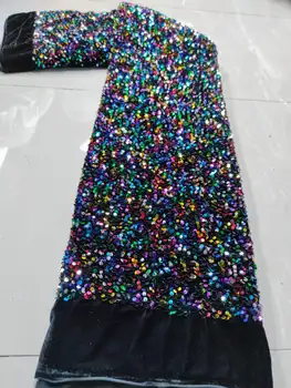 Бархатное кружево Нигерия Африка Красочная кружевная ткань с 3D блестками 2023 Высококачественный кружевной материал Французский тюль кружевная ткань одежда YYZ23