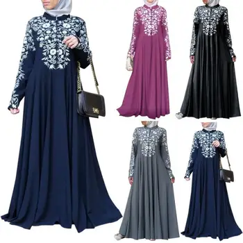 Ближний Восток Малайзия Мусульманский халат Джилбаб Абая Рамадан, исламское платье с модным принтом и длинным рукавом, Абаи, женская одежда