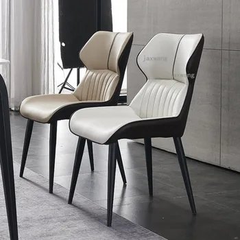 Изготовленные на заказ Кожаные Обеденные стулья Nordic Home Со спинкой, кресло для совещаний, Мебель для спальни, Итальянский Легкий Роскошный обеденный стул, Современный