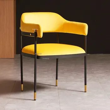 Обеденные стулья из скандинавского бархата, Минималистичная мебель для домашнего отдыха со спинкой, Легкие Роскошные Современные Креативные кухонные обеденные стулья