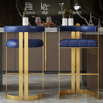 Скандинавские барные стулья из нержавеющей стали Креативная стойка регистрации бара Высокие барные стулья Современный роскошный дом Высококачественная мебель для барных стульев B