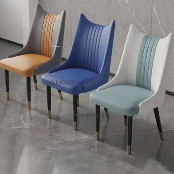 Современный обеденный стул из искусственной кожи для кухонной мебели, обеденные стулья с легкой спинкой, роскошные домашние обеденные стулья для гостиной
