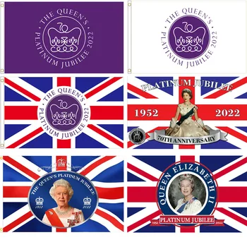 Флаг королевы Елизаветы II на троне, британский флаг 90x150 см